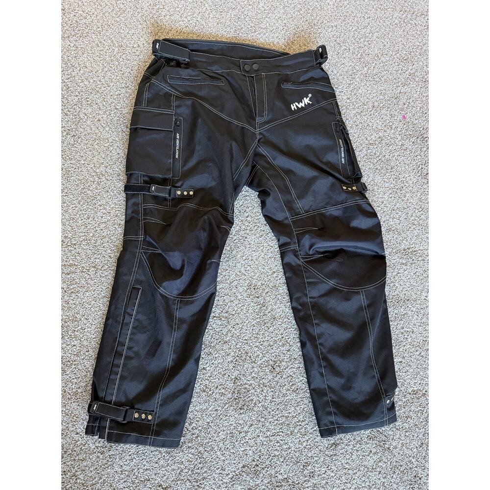 HWK Motorsports Mens XL Black Motorcycle Riding Pants Ventilated Armored Knees